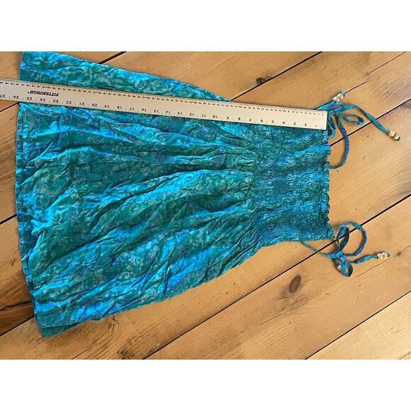 Batik Bali Women's Cover up Beach Dress. Blue/Teal. Beads strap. one size - Picture 6 of 6